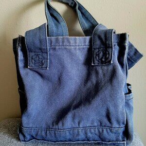 Converse One Star blue canvas hobo bag with silver hardware/side pockets size L